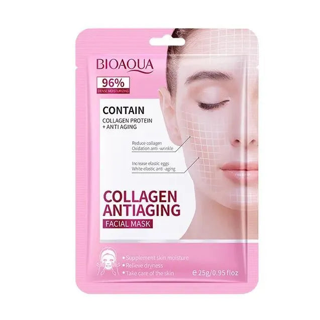 BIOAQUA Collagen Face Sheet Mask for Fine Lines, Wrinkles &amp; Dry Skin - Anti-Aging